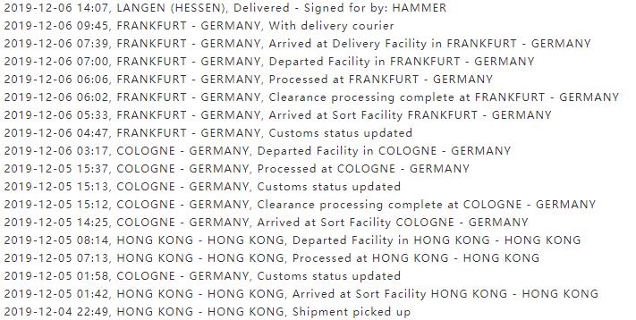 DHL 时效